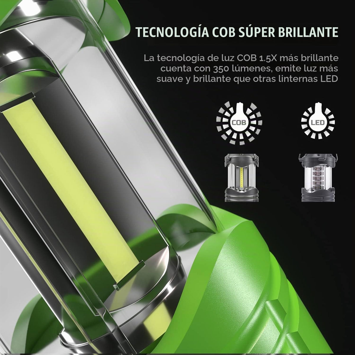 Lichamp Linterna LED para campamento, paquete de 4 linternas alimen...