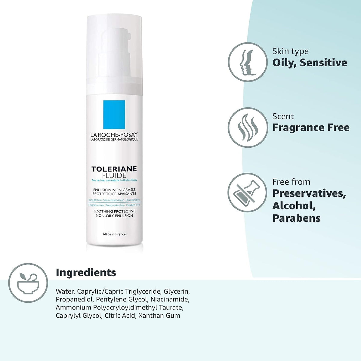 La Roche-Posay Toleriane - Hidratante protector de líquido sensible...