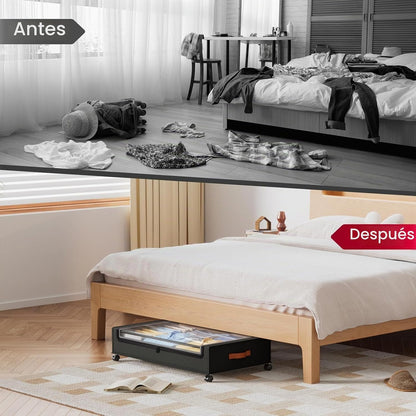 Yecaye Almacenamiento debajo de la cama con ruedas de 60 L, paquete...