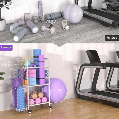 Estante de almacenamiento para gimnasio en casa, organizador de alm...