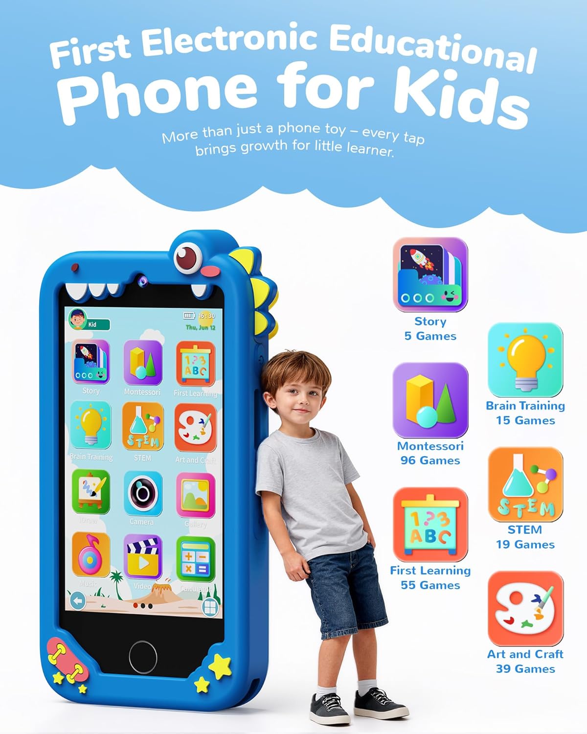 KOKODI Teléfono inteligente para niños de 4 pulgadas, pantalla táct...