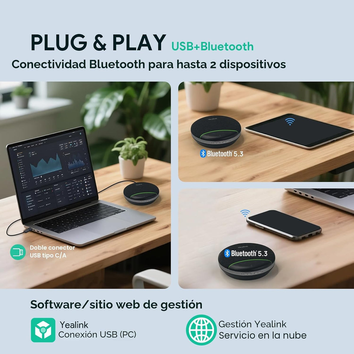 Yealink SP92 - Altavoz de conferencia y micrófono con cancelación d...