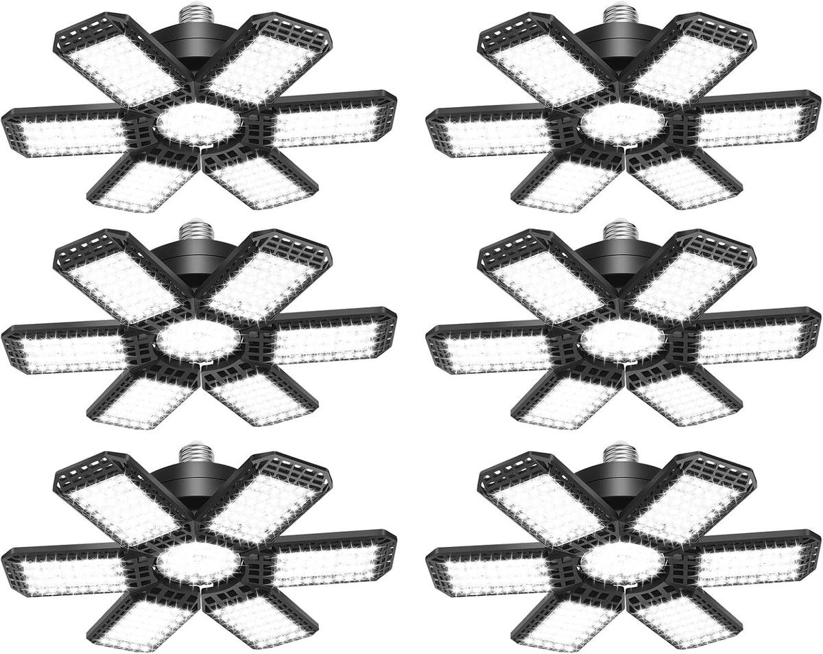 AUDLES - Paquete de 6 luces LED de garaje, 200 W, 20000 lm, 6500 K,...
