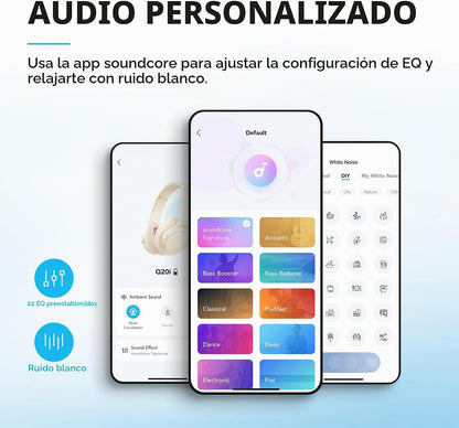 Auriculares Soundcore by Anker Q20i con funda protectora, rosa, paq...