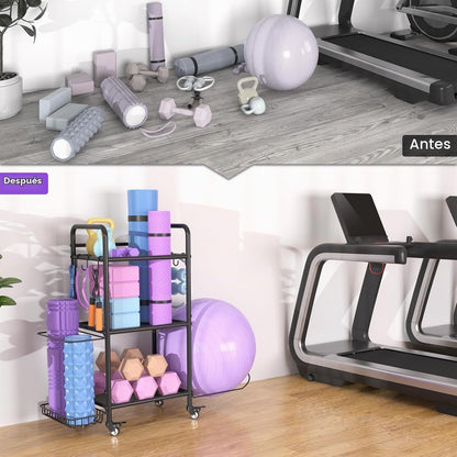 Estante de almacenamiento para gimnasio en casa, organizador de alm...