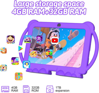 HOTTABLET Tableta para niños Android de 7 pulgadas, 4 GB de RAM 32...