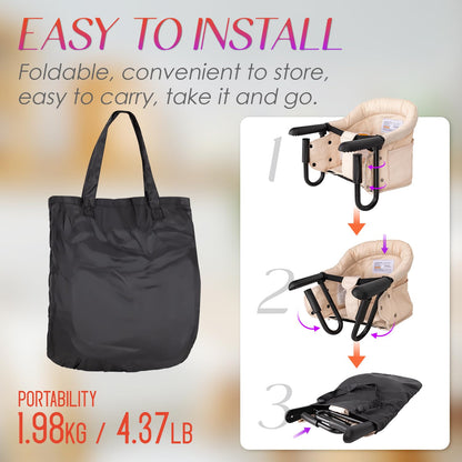 Silla de bebé de enganchar, silla alta plegable portátil para bebés...