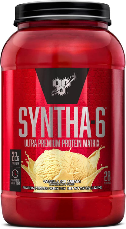 BSN SYNTHA-6 Proteína en polvo premium, helado de vainilla, 28 porc...