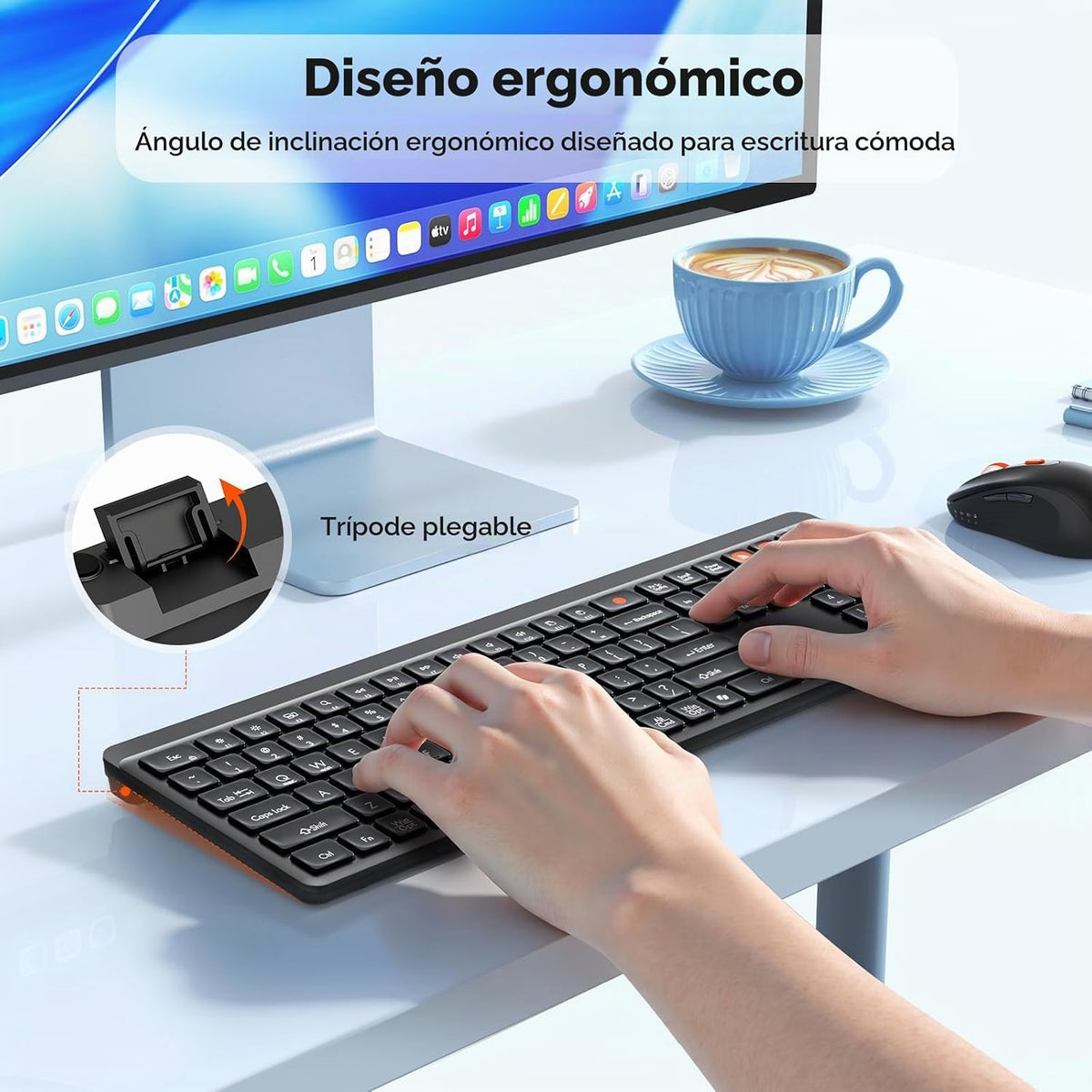 MEETION Combo de teclado y mouse Bluetooth, multidispositivo silenc...