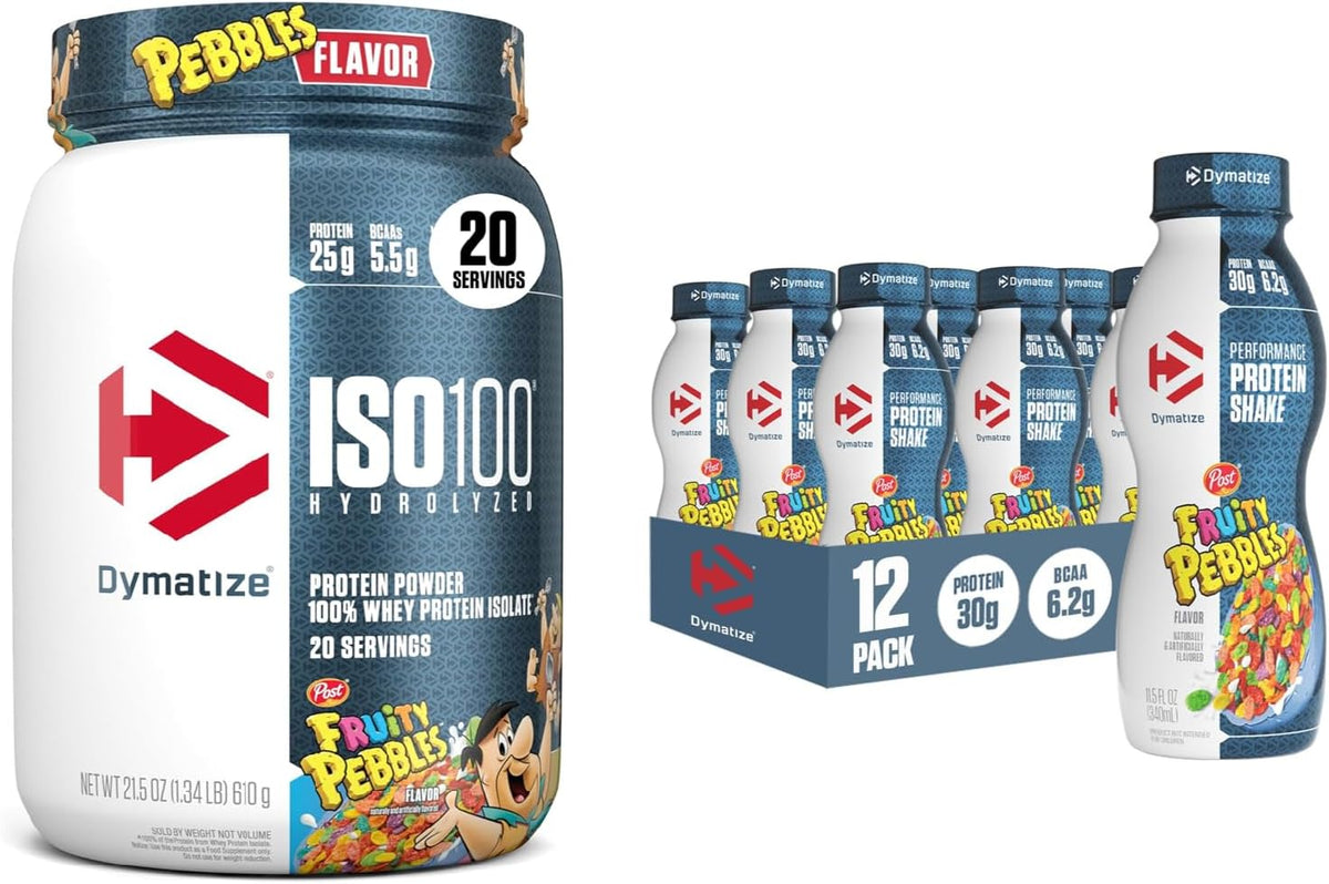 Paquete de batido de proteínas Dymatize Performance, guijarros frut...