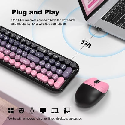 MOFII Combo de teclado y mouse inalámbricos, máquina de escribir co...