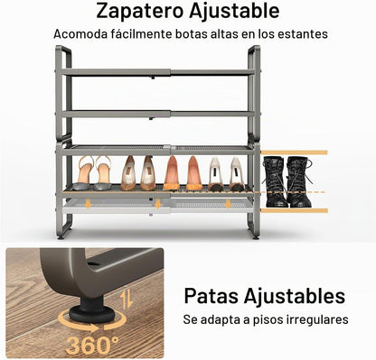 SNTD Zapatero de metal expandible para armario, entrada y garaje, 4...