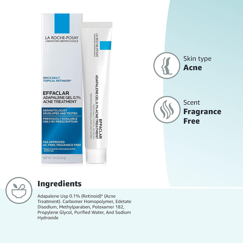 La Roche-Posay Effaclar Adapalene Gel 0.1% Tratamiento para el acné...