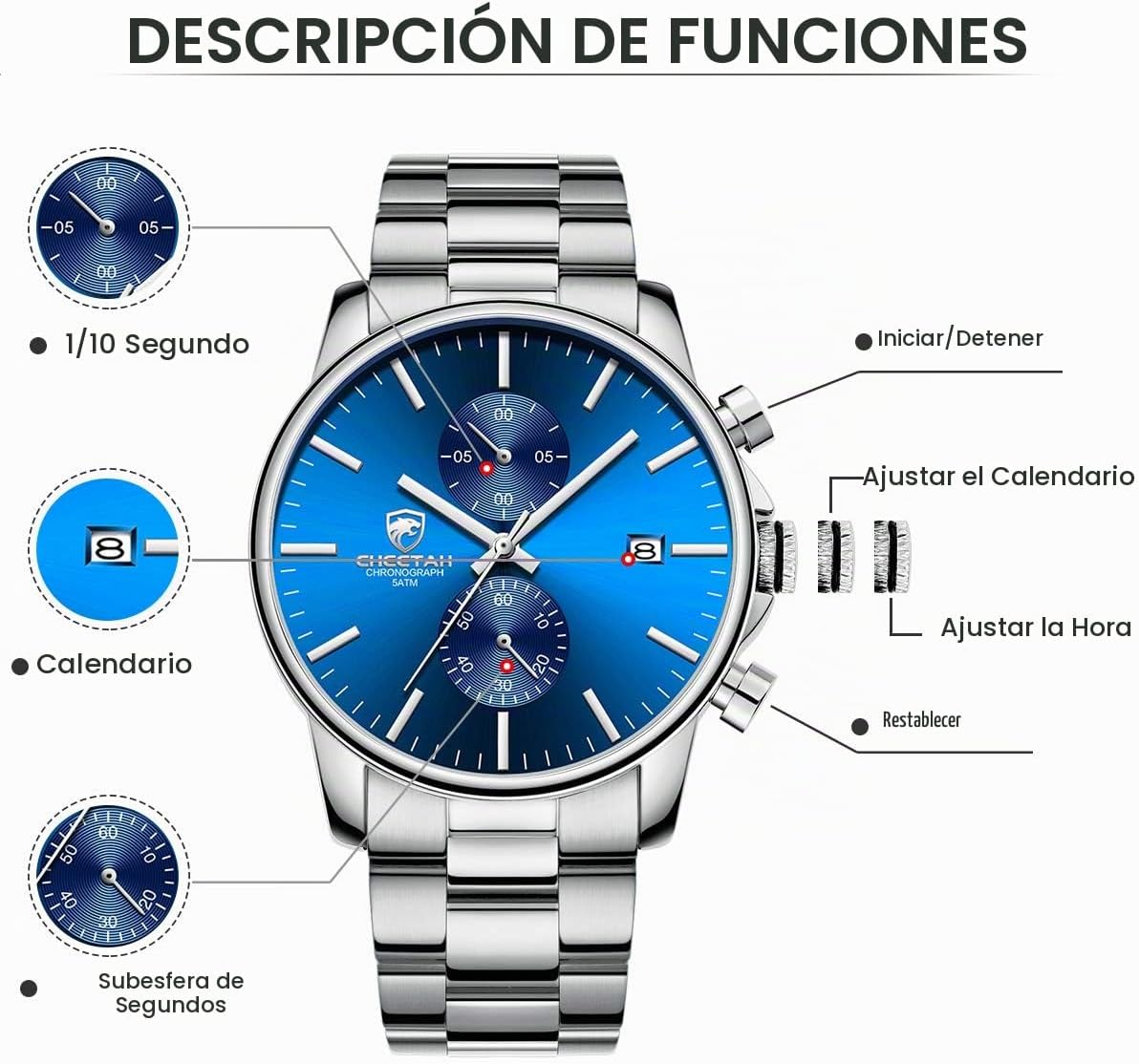 GOLDEN HOUR Fashion Business - Relojes para hombre con cronógrafo,...