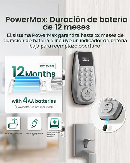 DESLOC Cerradura de puerta de entrada sin llave C100 con juego de m...