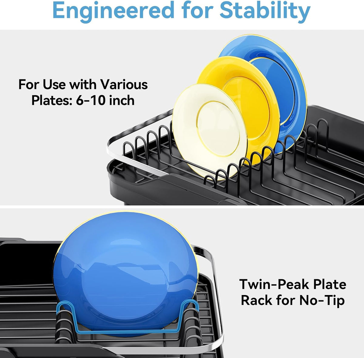 Urackify Escurridor extensible para encimera de cocina, 16.2-23.7 p...