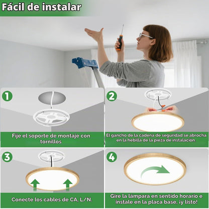 zemty Paquete de 2 luces LED de techo empotradas de madera sintétic...