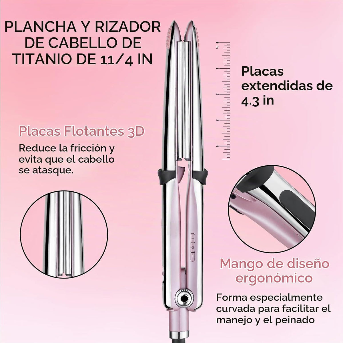 Rozamor Plancha plana profesional de titanio de 1.25 pulgadas, alis...