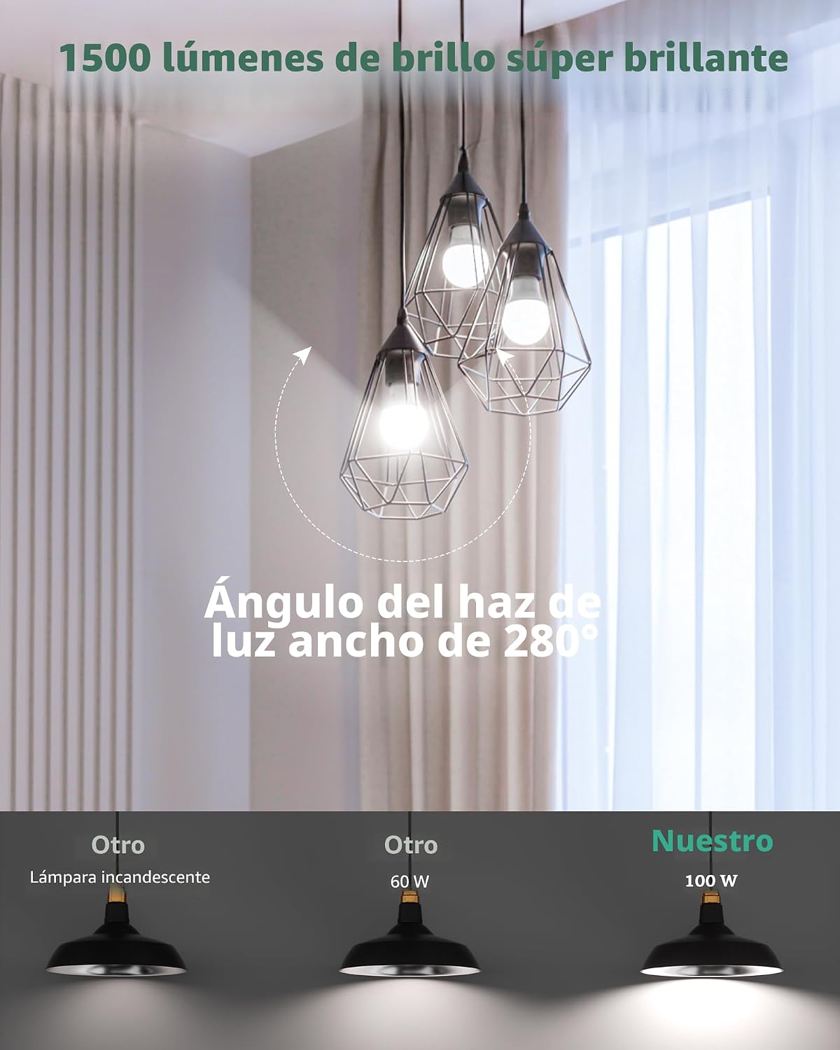 Paquete de 24 bombillas LED equivalentes a 100 W, A19 5000K luz bla...