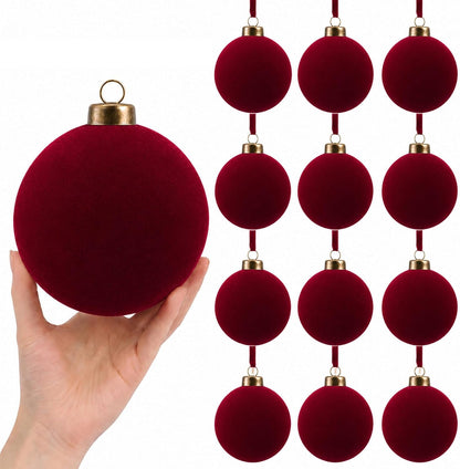 12 adornos grandes de bola de terciopelo de Navidad de 4 pulgadas |...