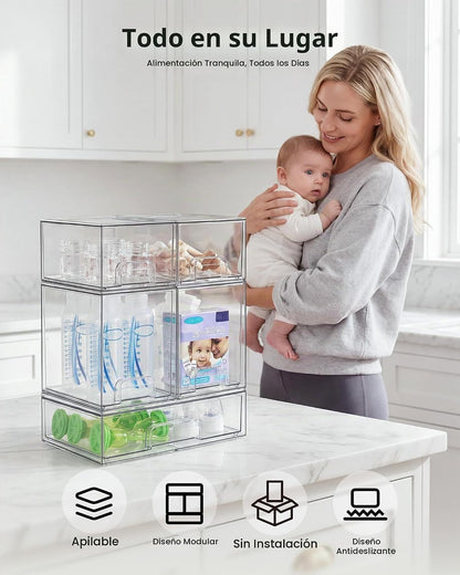 Vtopmart Juego de 9 cajones de almacenamiento apilables transparent...