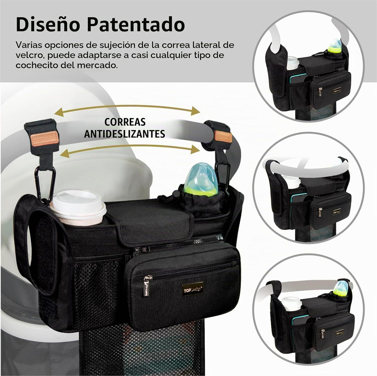 TOPDesign Organizador universal para cochecito de bebé, carrito con...