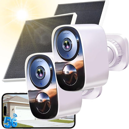 Paquete de 2 cámaras de seguridad solar 2.4G y 5G inalámbricas para...