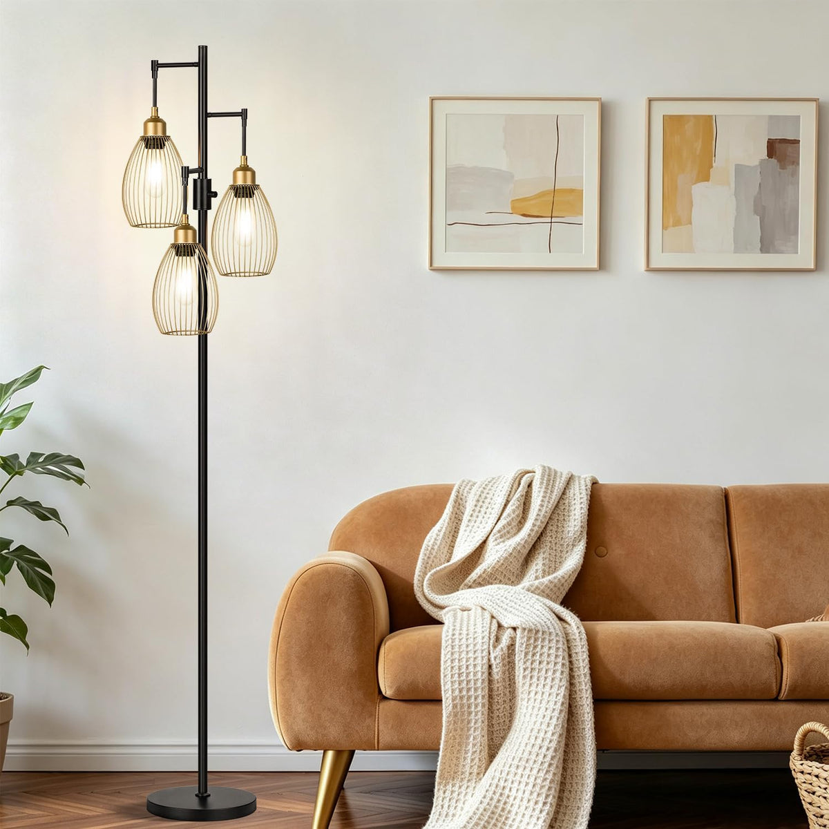 Lámpara de pie regulable, 3 bombillas LED de 800 lm incluidas, lámp...