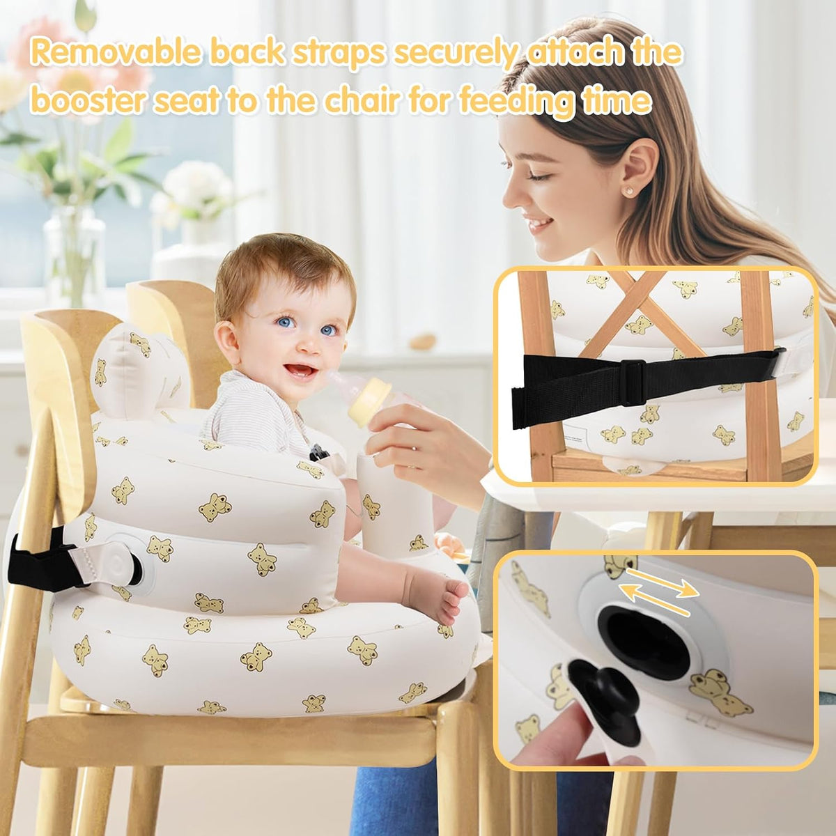 EKEPE Asiento de bebé inflable con arnés para bebés de 3 meses en a...