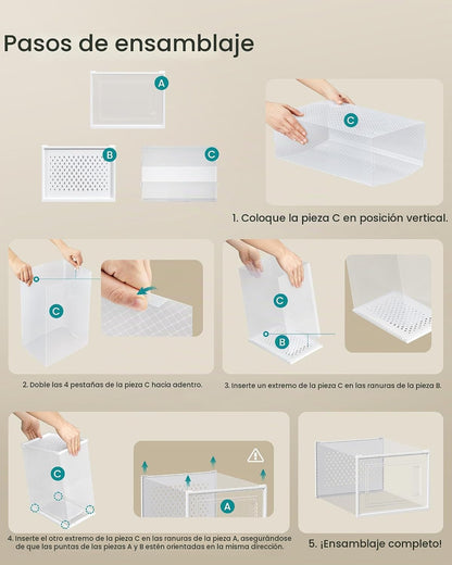 SONGMICS Cajas de zapatos, caja de plástico transparente, paquete d...