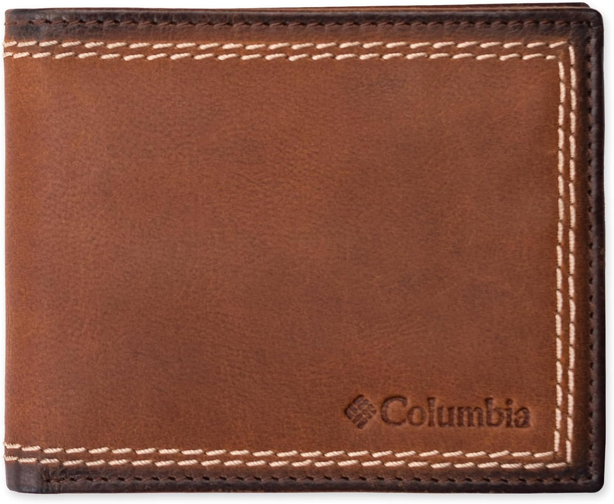 Columbia Billetera plegable delgada RFID para hombre con cordón de...