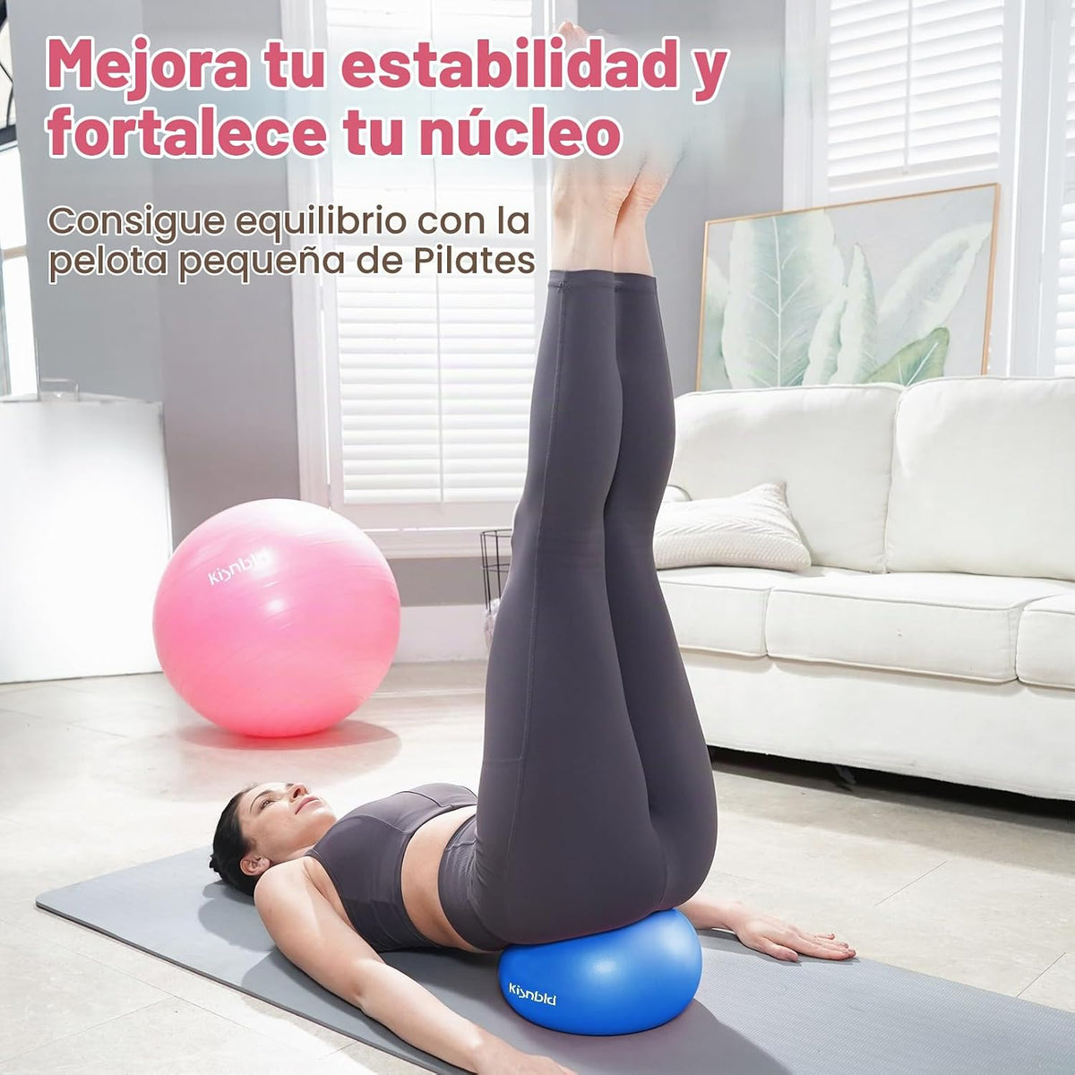 kisnbld Pequeña pelota de ejercicio, mini pelota de pilates de 9 pu...