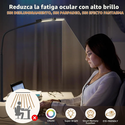 Motumen Lámpara de escritorio LED para oficina en casa, abrazadera...