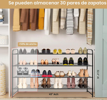 KEETDY Zapatero largo de 4 niveles para armario, organizador de zap...