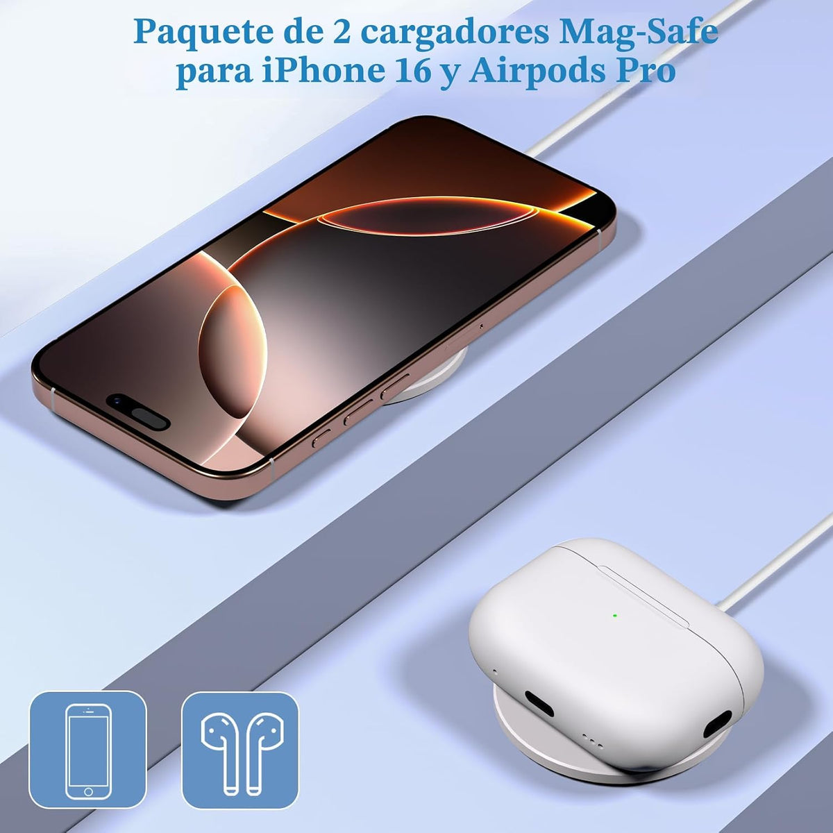 Cargador inalámbrico magnético, paquete de 2 cargadores Magsafe de...