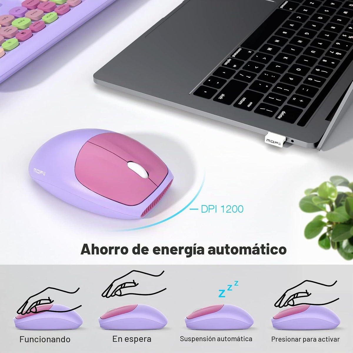 MOFII - Combo de teclado y mouse inalámbricos, teclado silencioso i...