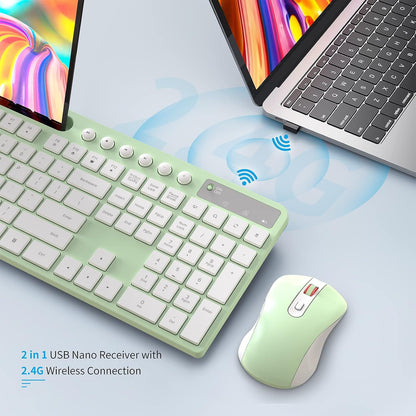 MARVO Wirelss - Combo de teclado y mouse con soporte para teléfono,...