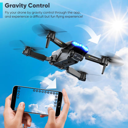 Drone con cámara y drone para niños con luces frías y 2 baterías |...