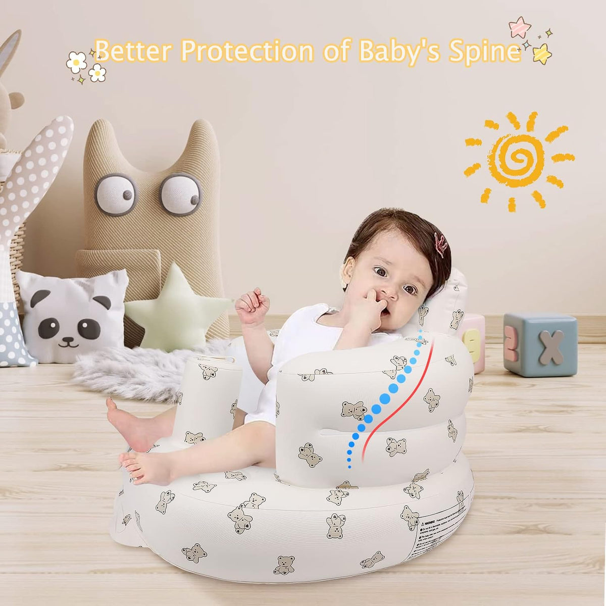 EKEPE Asiento inflable para bebé para bebés de 3 meses en adelante,...