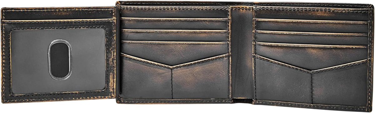Fossil Billetera para hombre, billetera plegable de piel Wade con i...
