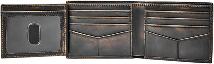 Fossil Billetera para hombre, billetera plegable de piel Wade con i...
