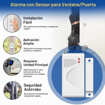 Kit de sistema de alarma de seguridad WiFi, inalámbrico de 120 db,...