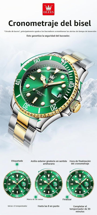 OLEVS Relojes de lujo para hombres grandes de acero inoxidable resi...