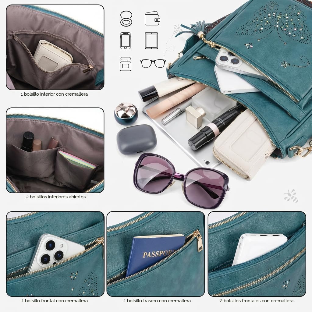 KITEVIUN - Bolsos tipo bandolera medianos para mujer, modernos, bol...
