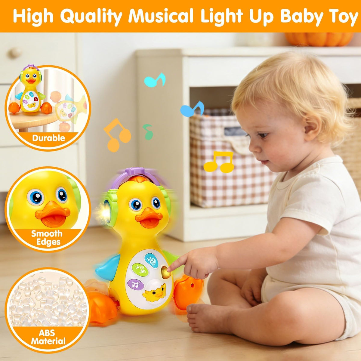 Tsomtto Juguetes musicales de cangrejo y pato iluminado para bebés...