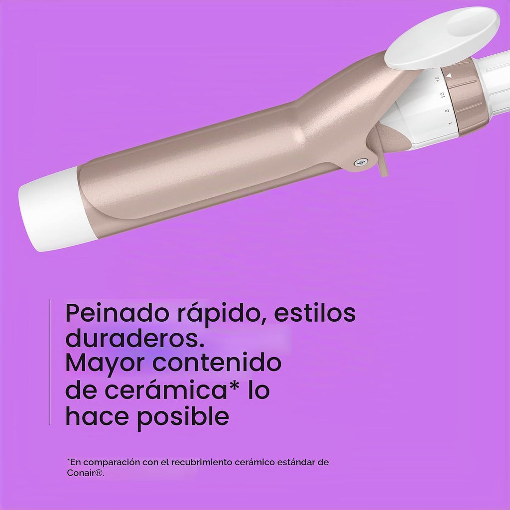 Conair Rizador de cerámica doble de 1 ¼ pulgadas con clip de garra,...