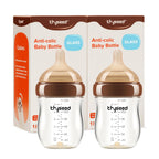 Thyseed Biberón de vidrio anticólico para bebés amamantados, alimen...