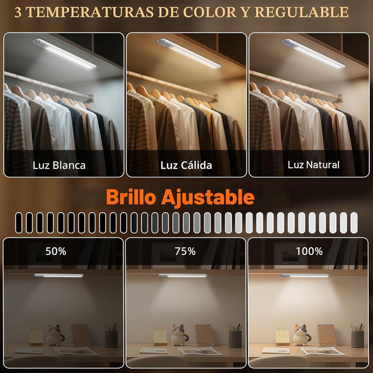 Iluminación inalámbrica para debajo del gabinete, luz con sensor de...