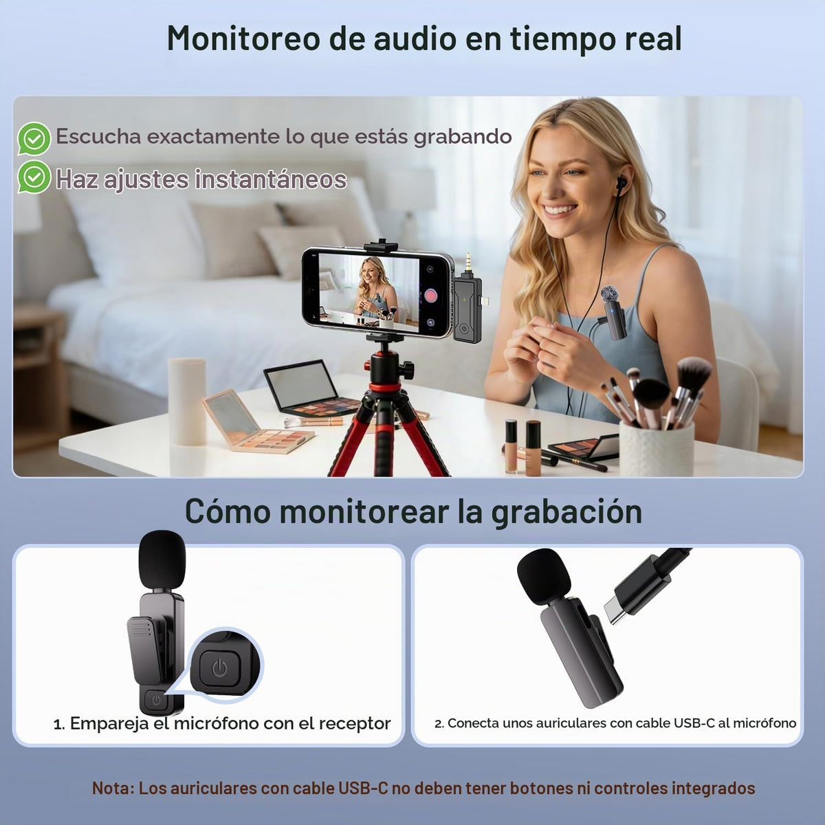 Paquete de 2 mini micrófonos inalámbricos de solapa Lavalier para i...