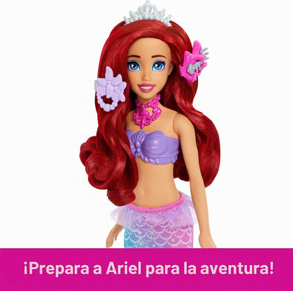 Mattel Disney Princesa Ariel Sirena Muñeca de moda y tocador sorpre...